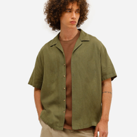 Camisa masculina manga curta linho com viscose fit verde