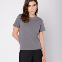 Camiseta feminina de algodão peruano slim mindset cinza