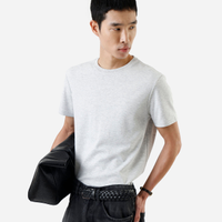 Camiseta masculina de algodão peruano slim fit cinza