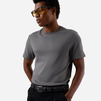 Camiseta masculina de algodão peruano slim fit cinza