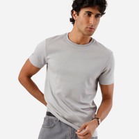 Camiseta masculina de algodão peruano slim fit cinza