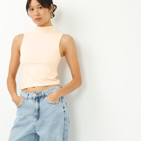 Cropped long de poliamida cavado - cru