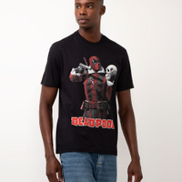 Camiseta de algodão manga curta deadpool preto