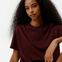Camiseta básica feminina de algodão peruano vinho