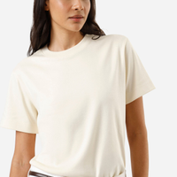 Camiseta básica feminina de algodão peruano bege