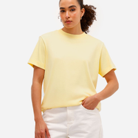 Camiseta comfort feminina de algodão peruano interlock amarela