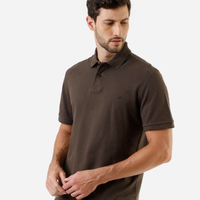 Polo básica masculina manga curta marrom