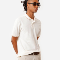 Polo básica masculina tradicional piquet off white