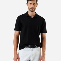 Polo comfort masculina com manga curta preta