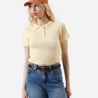 Polo feminina de tricot manga curta amarela