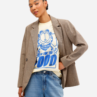 Camiseta feminina de algodão garfield amarela