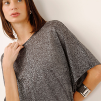 Blusa de lurex manga curta preta