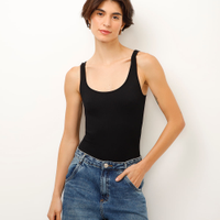 Body básico de poliamida canelado preto