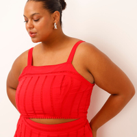 Cropped de laise alça fina plus size vermelho
