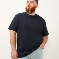 Camiseta básica de algodão manga curta plus size azul