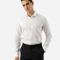 Camisa manga longa slim fit algodão off white
