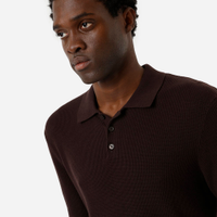 Polo masculina de tricot manga curta texturizada marrom