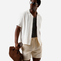 Camisa maculina manga curta boho off white