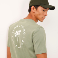 Camiseta de algodão manga curta coqueiro verde