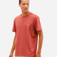 Camiseta masculina de algodão manga curta coqueiro vermelha