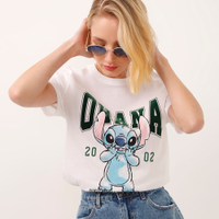 Camiseta de algodão manga curta ohana stitch off white