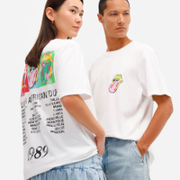 Camiseta de algodão manga curta the rolling stones off white