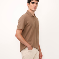 Polo comfort de algodão peruano texturizada marrom