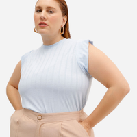 Blusa muscle feminina canelada plus size azul