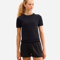 Camiseta esportiva feminina de poliamida sem costura preta