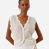 Colete feminino de tricot decote v off white