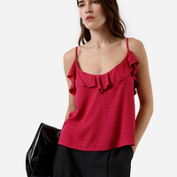Blusa feminina alça fina de viscose texturizada rosa