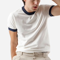 Camiseta masculina de algodão bicolor off white