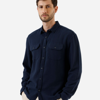 Camisa masculina de algodão manga longa texturizada azul