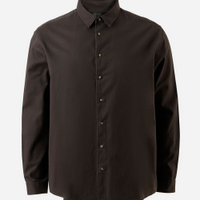 Camisa masculina de sarja manga longa plus size marrom