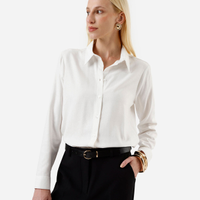 Camisa feminina com linho manga longa off white