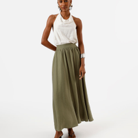 Saia longa feminina de viscose texturizada verde