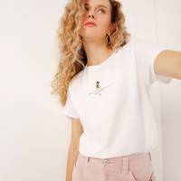 Camiseta de algodão mickey off white
