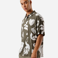 Camisa masculina de viscose folhagens verde