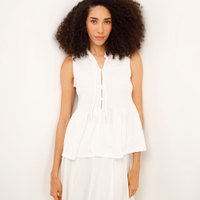 Regata texturizada com amarração - off white