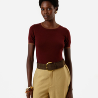 Blusa feminina de tricot manga curta vinho