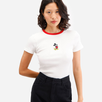 Blusa feminina de algodão mickey canelada off white