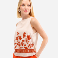Regata feminina de viscose floral bege