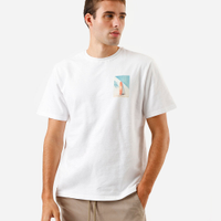 Camiseta masculina de algodão estampada off white