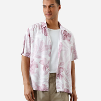Camisa masculina de viscose manga curta floral rosa