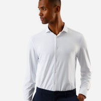 Camisa slim fit masculina de poliamida manga longa off white