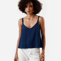 Regata feminina de viscose decote v azul
