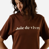Camiseta feminina de algodão peruano joie de vivre marrom