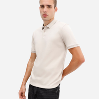 Polo masculina de algodão peruano manga curta cinza