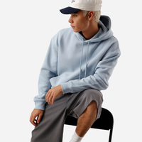 Blusão masculino de moletom com capuz oversized azul