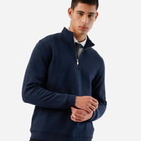 Blusão masculino de moletom gola alta com zíper azul
